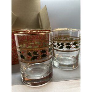 Vtg Set of 4 Double Old Fashioned Glasses By JG Durant NEW Holiday Barware